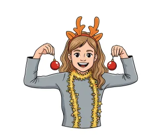 Girl with reindeer antlers Christmas costume Festive girl Stickdatei – Weihnachten