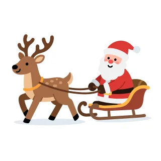 Santa sleigh Santa with reindeer Christmas sleigh ride Stickdatei