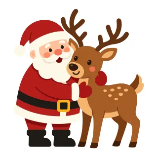 Santa and reindeer Christmas santa Holiday reindeer Stickdatei