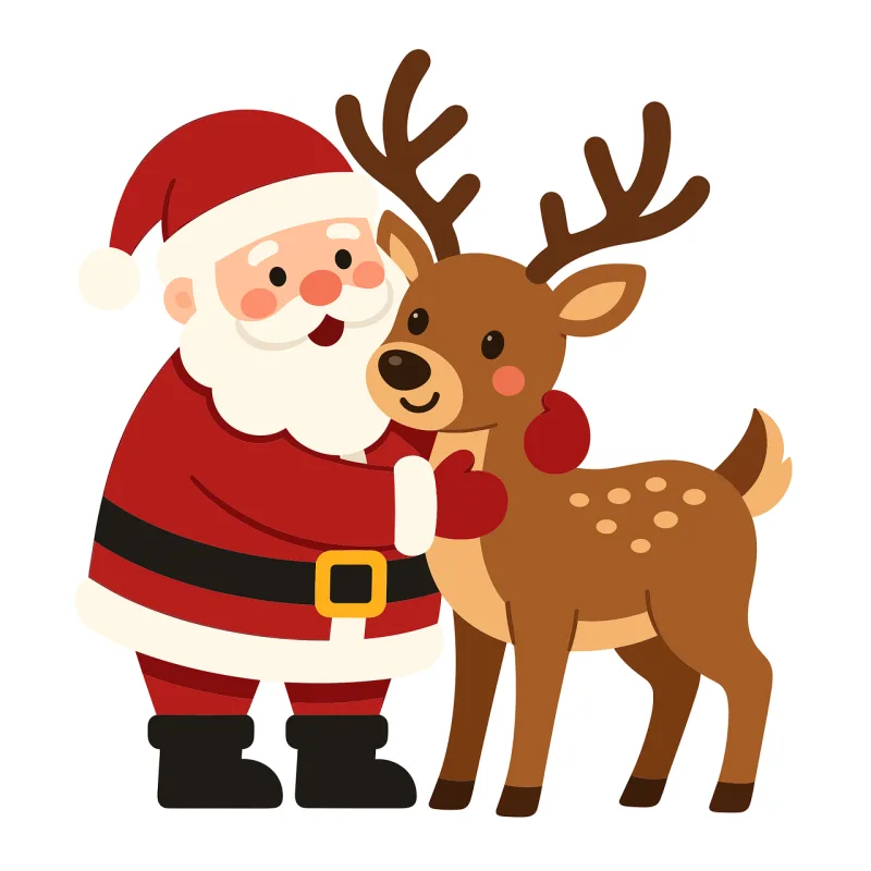 Santa and reindeer Christmas santa Holiday reindeer Stickdatei – Weihnachten