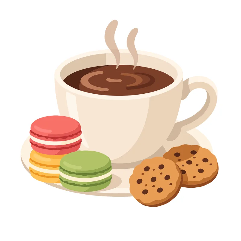 Hot chocolate Coffee cup Cookies illustration Stickdatei – Essen & Trinken