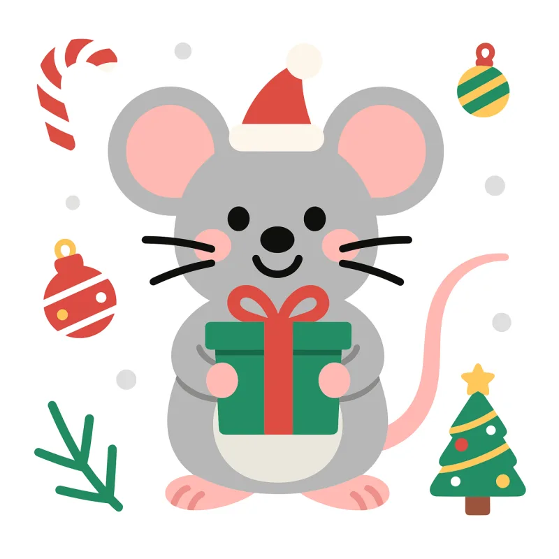 Cute mouse Christmas mouse Festive animal Stickdatei – Weihnachten