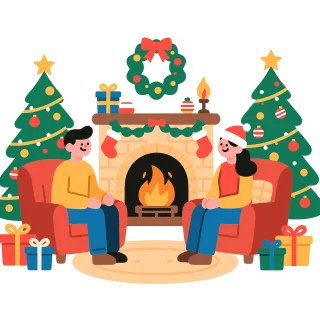 Family by fireplace Cozy christmas Holiday living room Stickdatei