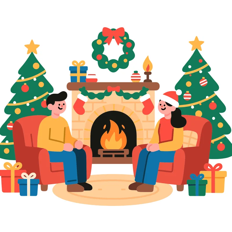 Family by fireplace Cozy christmas Holiday living room Stickdatei – Weihnachten