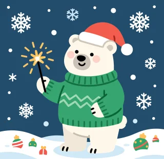 Christmas bear Cute polar bear Festive illustration Stickdatei