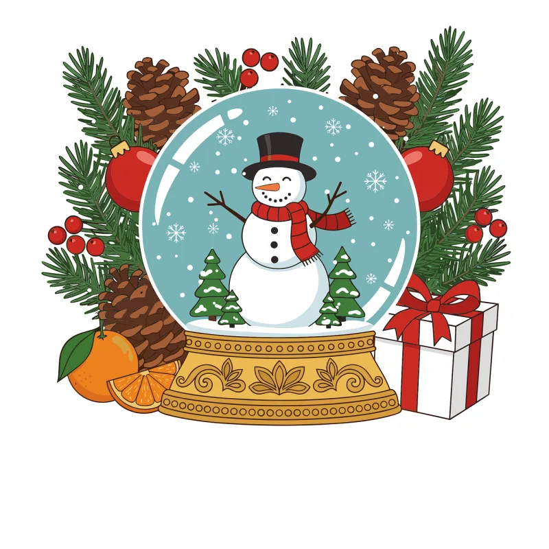 Snow globe illustration Snowman in globe Christmas decoration Stickdatei – Weihnachten