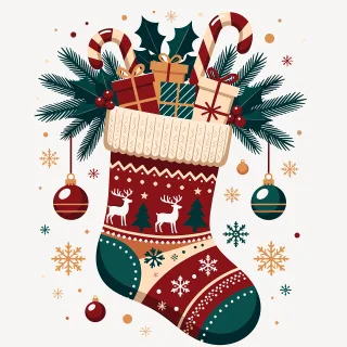 Christmas stocking Festive stocking Holiday decoration Stickdatei