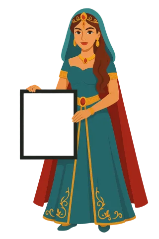 Princess illustration Fantasy art Blank frame Stickdatei