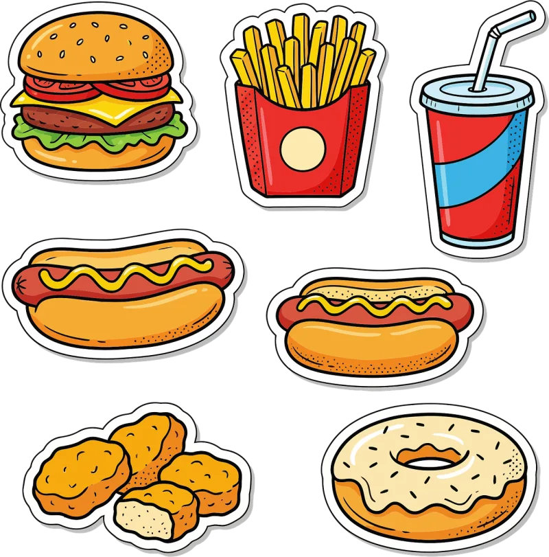 Fastfood Junkfood Food Stickdatei – Essen & Trinken