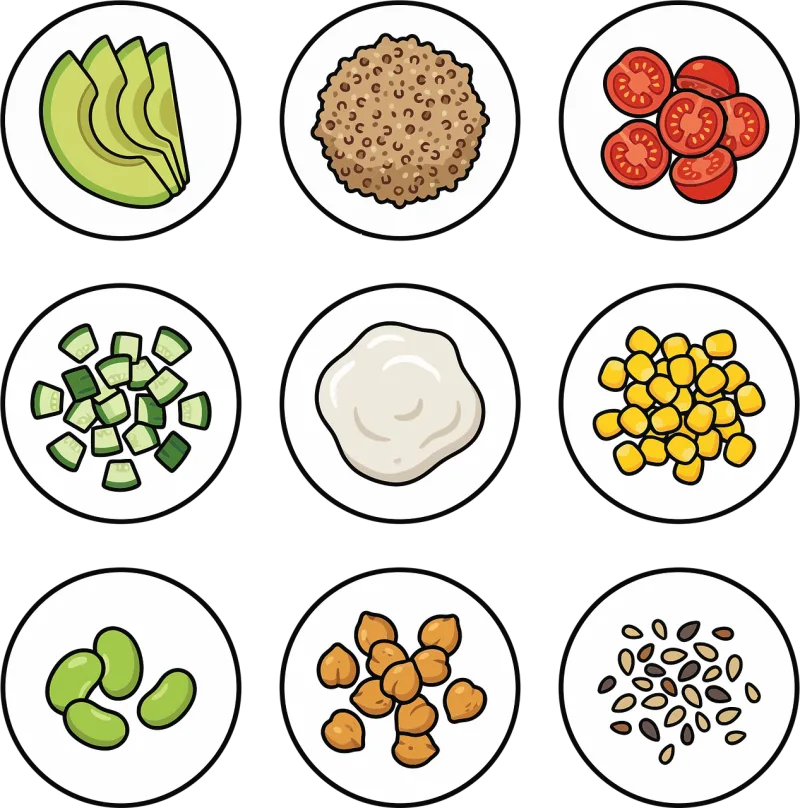 Healthyfood Ingredients Bowl Stickdatei – Essen & Trinken